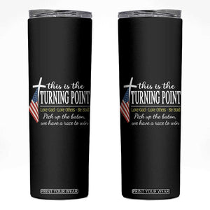 Faith Fueled Turning Point Skinny Tumbler Christian Patriot Cross and American Flag TS02 Black Print Your Wear