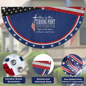 Faith Fueled Turning Point Patriotic Fan Flag Christian Patriot Cross and American Flag