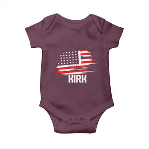 American Flag Kirk Baby Onesie Distressed Patriotic Team Charlie Tribute TS02 Maroon Print Your Wear