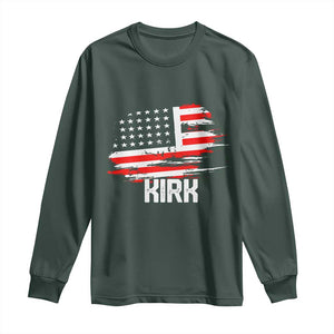 American Flag Kirk Long Sleeve Shirt Distressed Patriotic Team Charlie Tribute TS02 Dark Forest Green Print Your Wear