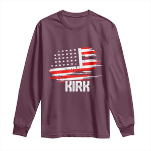 American Flag Kirk Long Sleeve Shirt Distressed Patriotic Team Charlie Tribute TS02 Maroon Print Your Wear