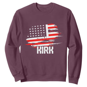 American Flag Kirk Sweatshirt Distressed Patriotic Team Charlie Tribute TS02 Maroon Print Your Wear