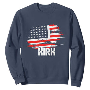 American Flag Kirk Sweatshirt Distressed Patriotic Team Charlie Tribute TS02 Navy Print Your Wear