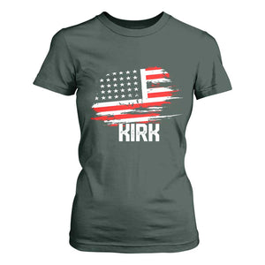 American Flag Kirk T Shirt For Women Distressed Patriotic Team Charlie Tribute TS02 Dark Forest Green Print Your Wear