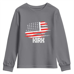 American Flag Kirk Youth Sweatshirt Distressed Patriotic Team Charlie Tribute TS02 Charcoal Print Your Wear