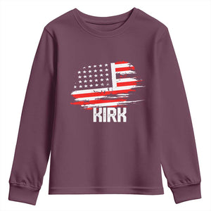 American Flag Kirk Youth Sweatshirt Distressed Patriotic Team Charlie Tribute TS02 Maroon Print Your Wear