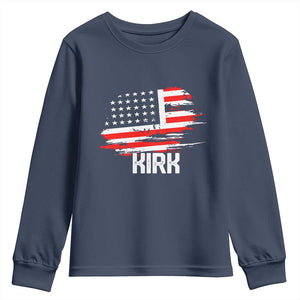 American Flag Kirk Youth Sweatshirt Distressed Patriotic Team Charlie Tribute TS02 Navy Print Your Wear