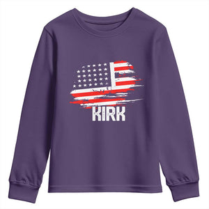 American Flag Kirk Youth Sweatshirt Distressed Patriotic Team Charlie Tribute TS02 Purple Print Your Wear