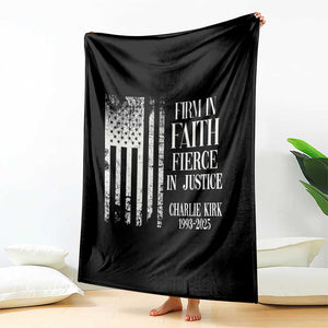 Charlie Kirk Patriotic Memorial Throw Blanket Firm in Faith Fierce in Justice American Flag TS02 Print Your Wear