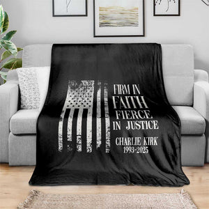 Charlie Kirk Patriotic Memorial Throw Blanket Firm in Faith Fierce in Justice American Flag TS02 Print Your Wear