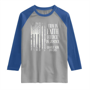 Charlie Kirk Patriotic Memorial Raglan Shirt Firm in Faith Fierce in Justice American Flag TS02 Sport Gray Royal Print Your Wear