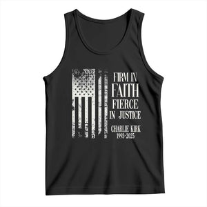 Charlie Kirk Patriotic Memorial Tank Top Firm in Faith Fierce in Justice American Flag TS02 Black Print Your Wear