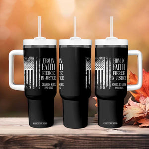 Charlie Kirk Patriotic Memorial Tumbler With Handle Firm in Faith Fierce in Justice American Flag TS02 Print Your Wear