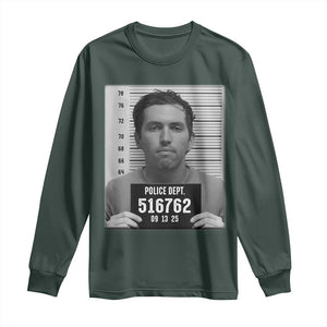 Tyler Robinson Mugshot Long Sleeve Shirt Justice For Charlie Kirk TS02 Dark Forest Green Print Your Wear