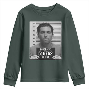 Tyler Robinson Mugshot Youth Sweatshirt Justice For Charlie Kirk TS02 Dark Forest Green Print Your Wear