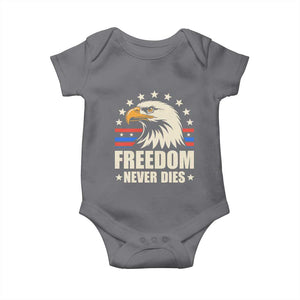 Freedom Never Dies Baby Onesie Bold Patriotic Eagle Graphic for True American Patriots TS02 Charcoal Print Your Wear