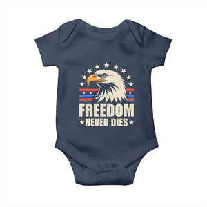 Freedom Never Dies Baby Onesie Bold Patriotic Eagle Graphic for True American Patriots TS02 Navy Print Your Wear