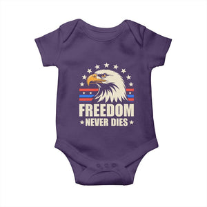 Freedom Never Dies Baby Onesie Bold Patriotic Eagle Graphic for True American Patriots TS02 Purple Print Your Wear
