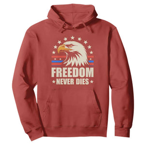 Freedom Never Dies Hoodie Bold Patriotic Eagle Graphic for True American Patriots TS02 Red Print Your Wear