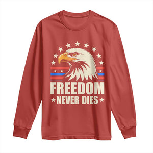 Freedom Never Dies Long Sleeve Shirt Bold Patriotic Eagle Graphic for True American Patriots TS02 Red Print Your Wear