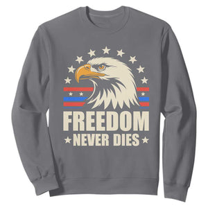 Freedom Never Dies Sweatshirt Bold Patriotic Eagle Graphic for True American Patriots TS02 Charcoal Print Your Wear