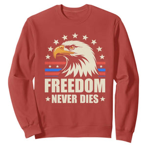Freedom Never Dies Sweatshirt Bold Patriotic Eagle Graphic for True American Patriots TS02 Red Print Your Wear