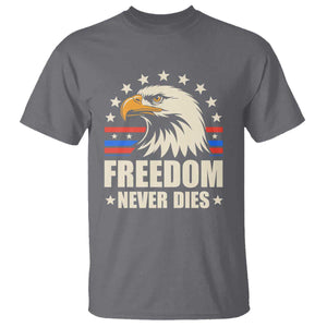 Freedom Never Dies T Shirt Bold Patriotic Eagle Graphic for True American Patriots TS02 Charcoal Print Your Wear