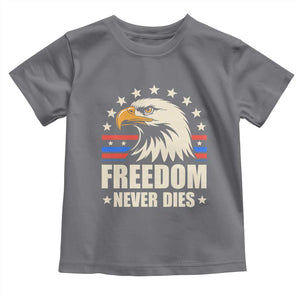 Freedom Never Dies Toddler T Shirt Bold Patriotic Eagle Graphic for True American Patriots TS02 Charcoal Print Your Wear