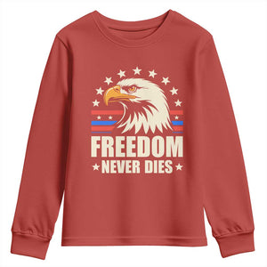 Freedom Never Dies Youth Sweatshirt Bold Patriotic Eagle Graphic for True American Patriots TS02 Red Print Your Wear