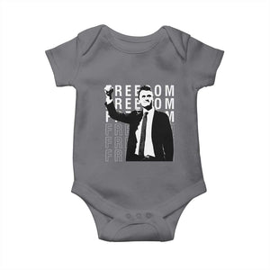 Freedom Charlie Kirk Tribute Baby Onesie A True Patriot Leagacy Memorial TS02 Charcoal Print Your Wear