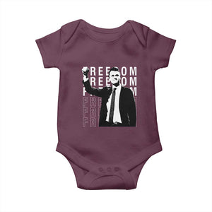 Freedom Charlie Kirk Tribute Baby Onesie A True Patriot Leagacy Memorial TS02 Maroon Print Your Wear