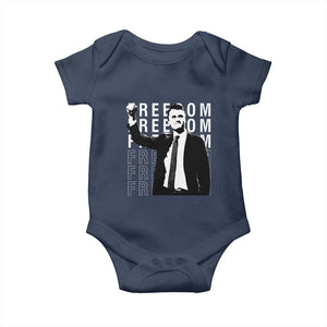 Freedom Charlie Kirk Tribute Baby Onesie A True Patriot Leagacy Memorial TS02 Navy Print Your Wear