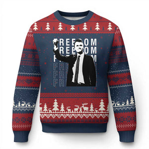 Freedom Charlie Kirk Tribute Ugly Christmas Sweater A True Patriot Leagacy Memorial TS02 Navy Red Print Your Wear