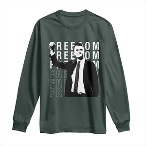Freedom Charlie Kirk Tribute Long Sleeve Shirt A True Patriot Leagacy Memorial TS02 Dark Forest Green Print Your Wear