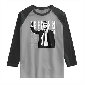 Freedom Charlie Kirk Tribute Raglan Shirt A True Patriot Leagacy Memorial TS02 Sport Gray Black Print Your Wear