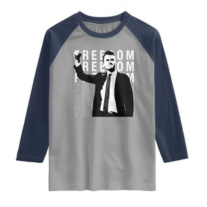 Freedom Charlie Kirk Tribute Raglan Shirt A True Patriot Leagacy Memorial TS02 Sport Gray Navy Print Your Wear