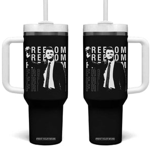 Freedom Charlie Kirk Tribute Tumbler With Handle A True Patriot Leagacy Memorial TS02 One Size: 40 oz Black Print Your Wear