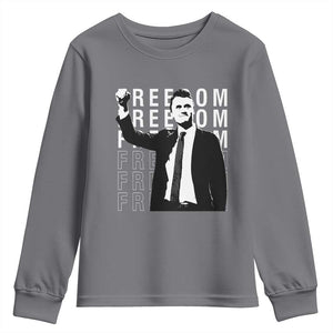 Freedom Charlie Kirk Tribute Youth Sweatshirt A True Patriot Leagacy Memorial TS02 Charcoal Print Your Wear