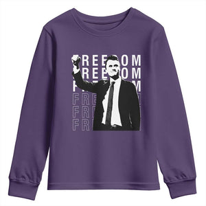Freedom Charlie Kirk Tribute Youth Sweatshirt A True Patriot Leagacy Memorial TS02 Purple Print Your Wear