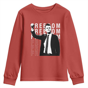 Freedom Charlie Kirk Tribute Youth Sweatshirt A True Patriot Leagacy Memorial TS02 Red Print Your Wear