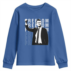 Freedom Charlie Kirk Tribute Youth Sweatshirt A True Patriot Leagacy Memorial TS02 Royal Blue Print Your Wear