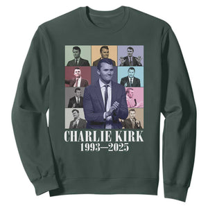 Legacy of Charlie Kirk Sweatshirt 1993 2025 Memorial Pop Art Tribute Graphic TS02 Dark Forest Green Print Your Wear