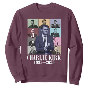 Legacy of Charlie Kirk Sweatshirt 1993 2025 Memorial Pop Art Tribute Graphic TS02 Maroon Print Your Wear