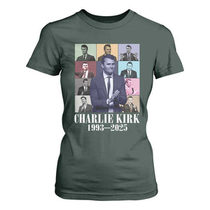 Legacy of Charlie Kirk T Shirt For Women 1993 2025 Memorial Pop Art Tribute Graphic TS02 Dark Forest Green Print Your Wear