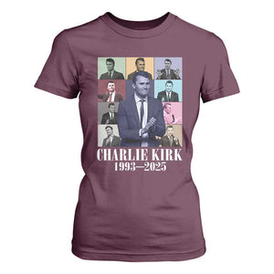 Legacy of Charlie Kirk T Shirt For Women 1993 2025 Memorial Pop Art Tribute Graphic TS02 Maroon Print Your Wear