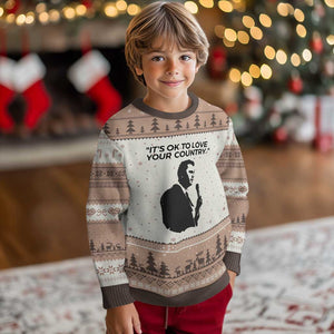 Patriotic Freedom Charlie Kirk Legacy Ugly Christmas Sweater Its OK to Love Your Country TS02 Mocha Mousse Print Your Wear