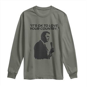 Patriotic Freedom Charlie Kirk Legacy Long Sleeve Shirt Its OK to Love Your Country TS02 Military Green Print Your Wear