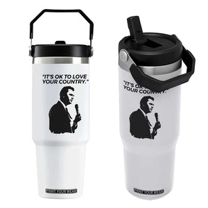 Patriotic Freedom Charlie Kirk Legacy Flip Straw Tumbler Its OK to Love Your Country TS02 One Size: 30 oz White Print Your Wear
