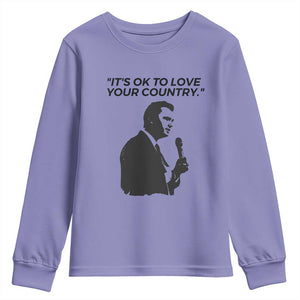 Patriotic Freedom Charlie Kirk Legacy Youth Sweatshirt Its OK to Love Your Country TS02 Violet Print Your Wear