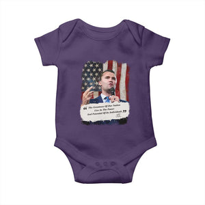 Patriotic Charlie Kirk Legacy Baby Onesie The Greatness of America Power of the People TS02 Purple Print Your Wear